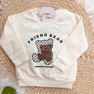 Conj. Casaco Friend Bear e Calça de Moletom - Off White e Verde